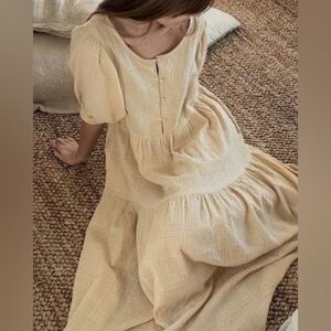 Daughters of India Dress Ela Gown in Chamomile size XL Midi Tan